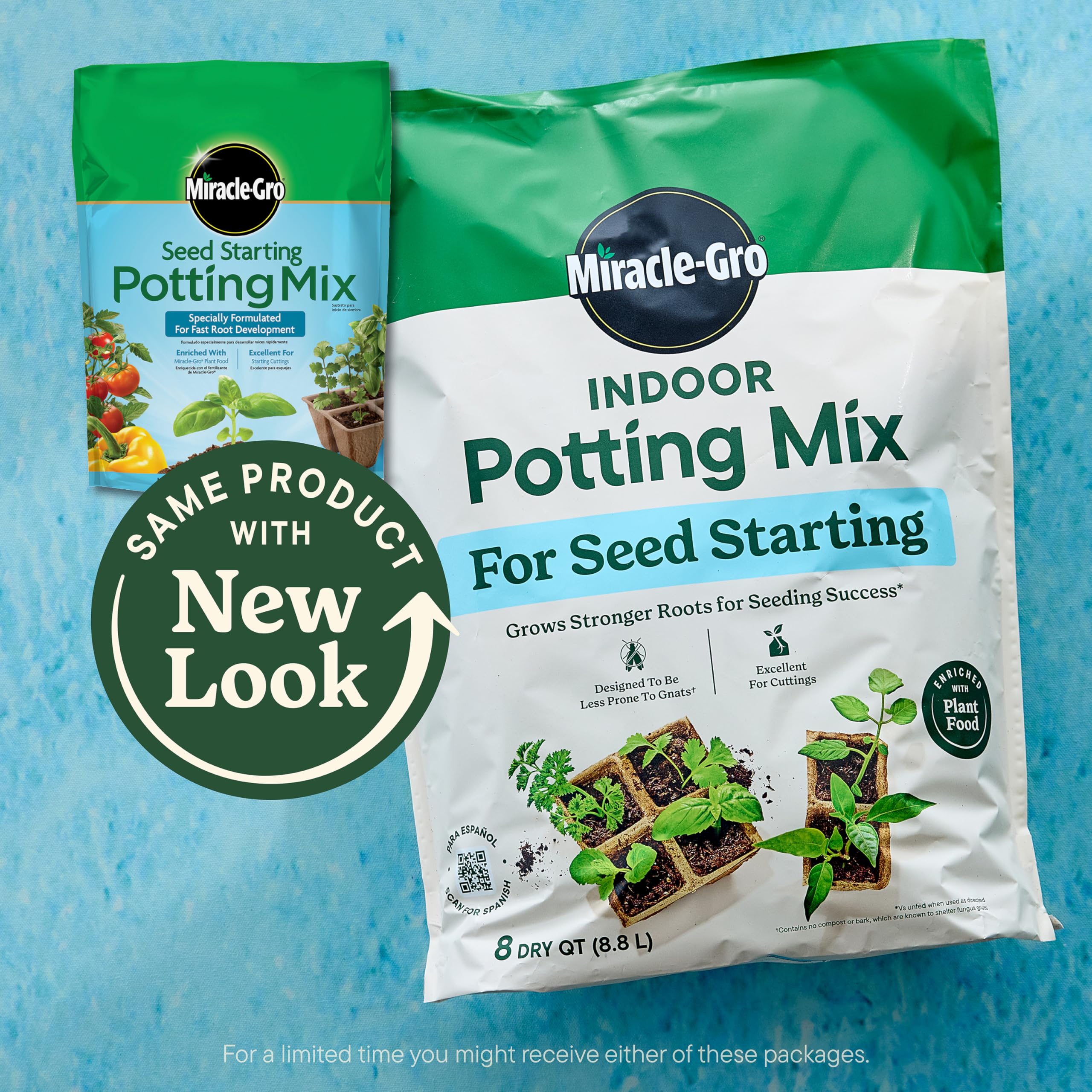 Miracle-Gro Indoor Potting Mix seed starting tray setup shows even seedling development