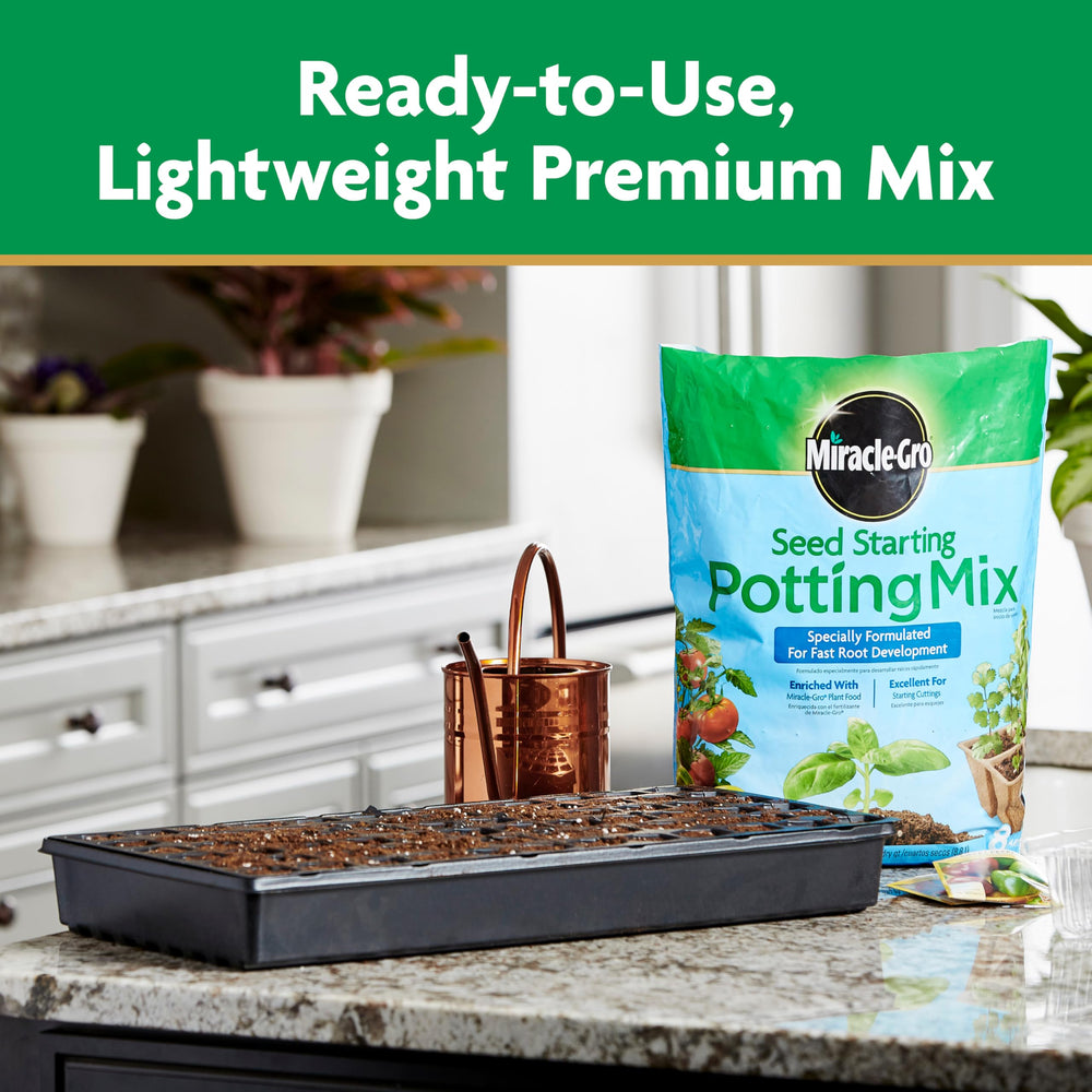 Miracle-Gro Seed Starting Potting Mix enriched with Plant Food for healthy root growth