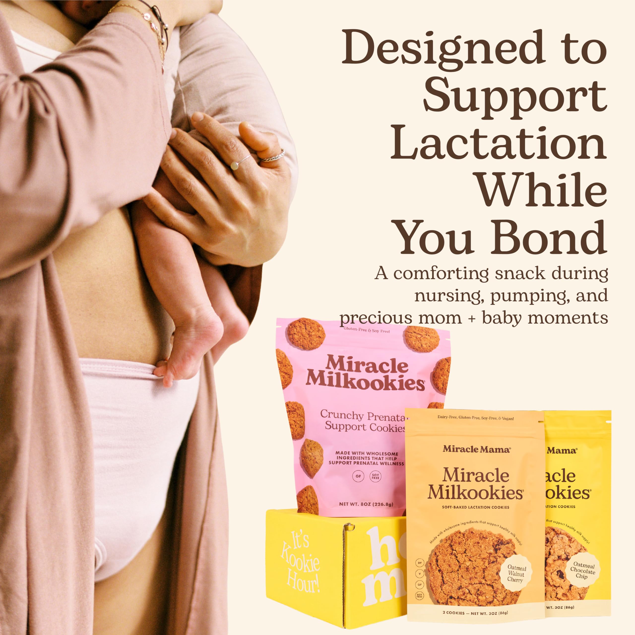 Miracle Mama Milkookies in a tote for busy moms on the move