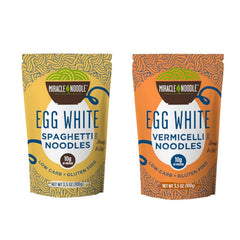 Miracle Noodle egg white spaghetti pack—high-protein ready-to-eat keto option.
