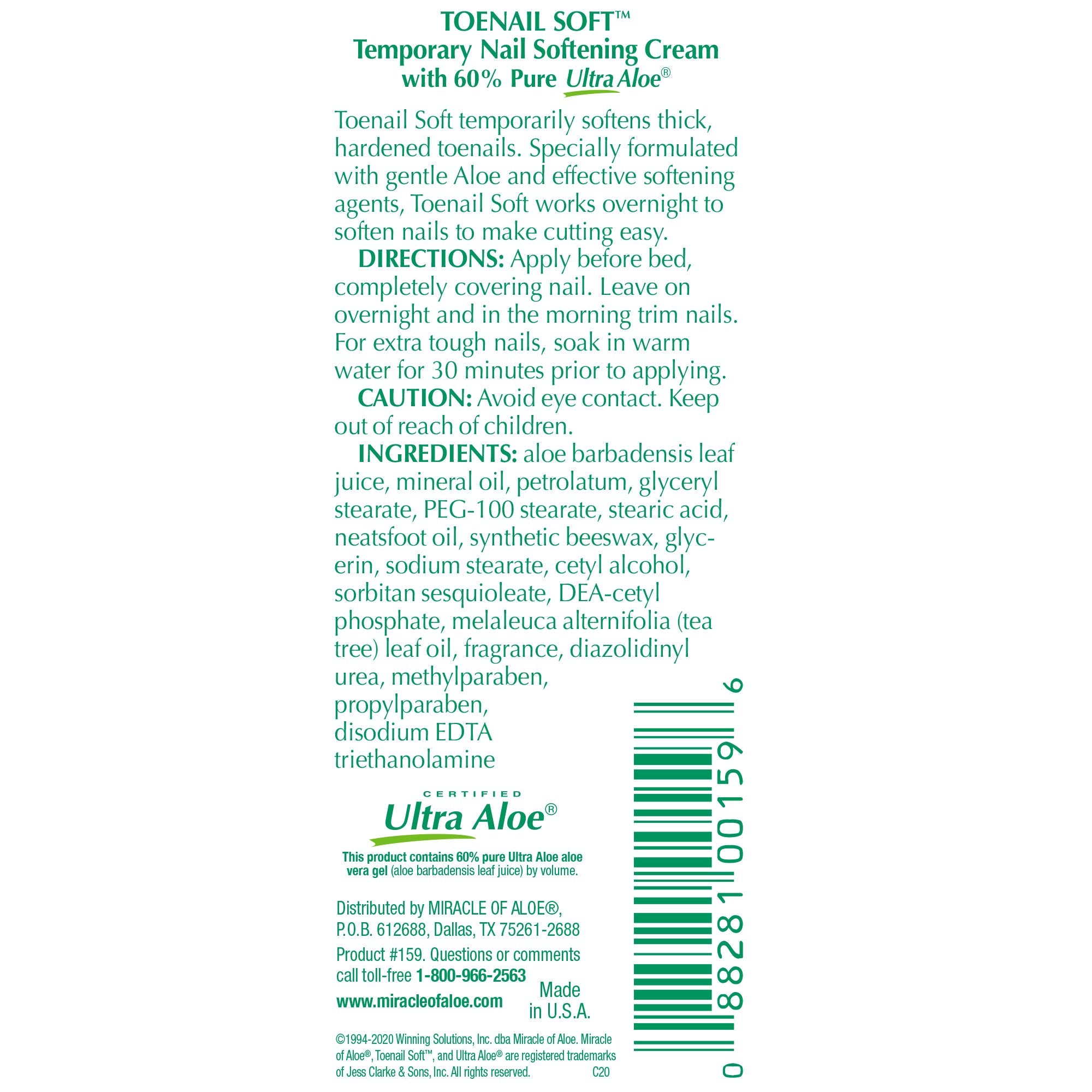 Miracle of Aloe 1oz tube pack for easy daily nail care.