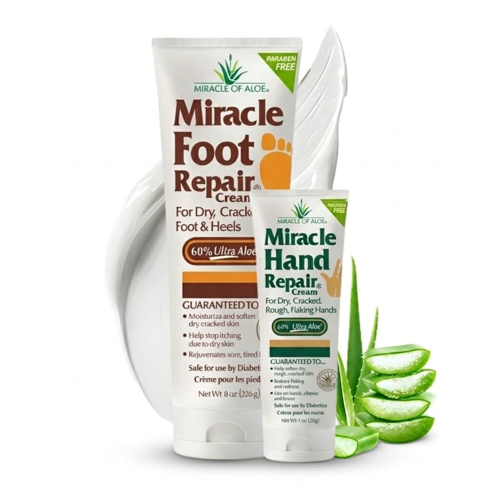 Miracle of Aloe Foot Repair Cream bottle with 60% UltraAloe for deep hydration