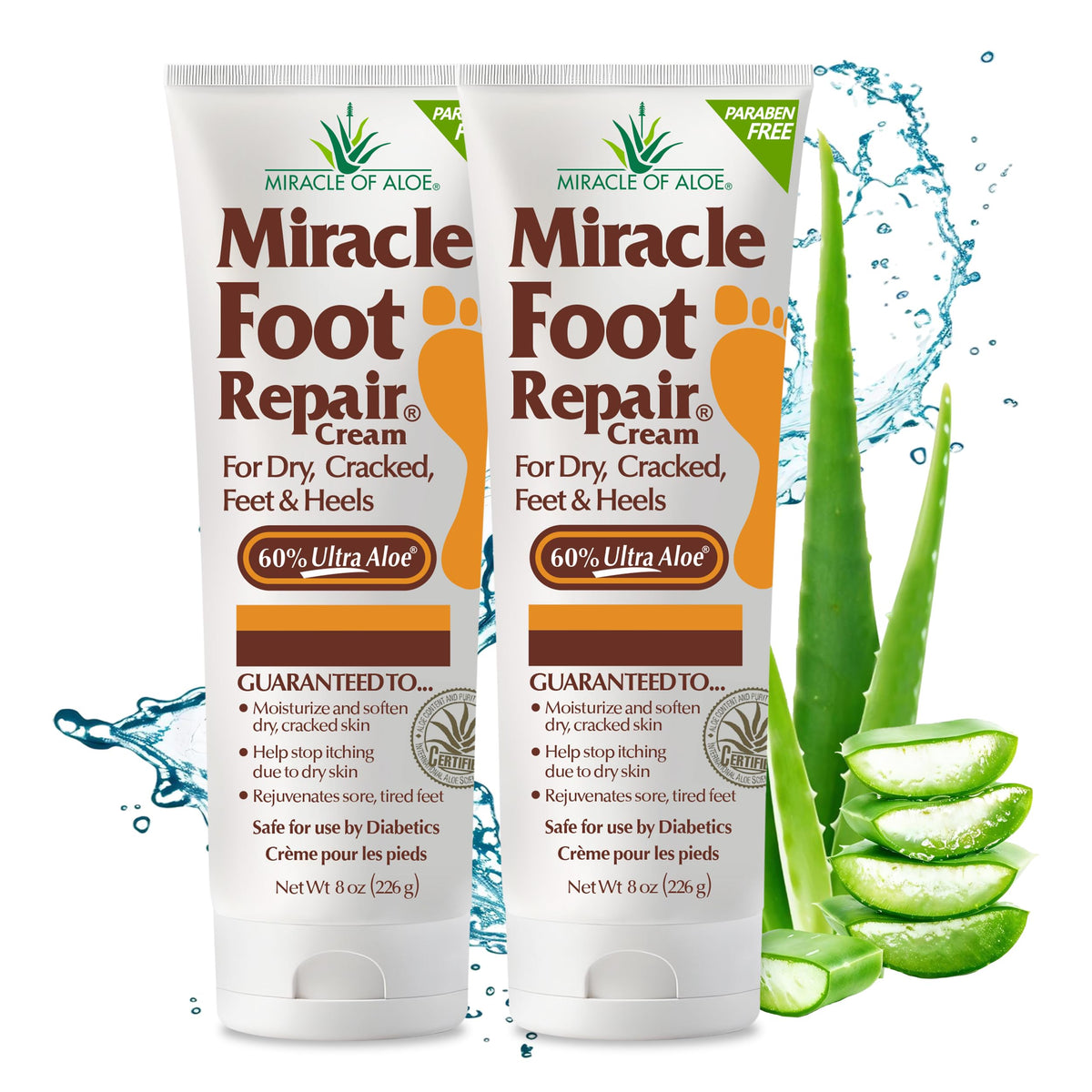 Miracle of Aloe Foot Repair Cream bottle demonstrates soothing formula for cracked heels