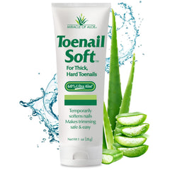 Miracle of Aloe toenail softener bottle pour supports easy application and fast softening.