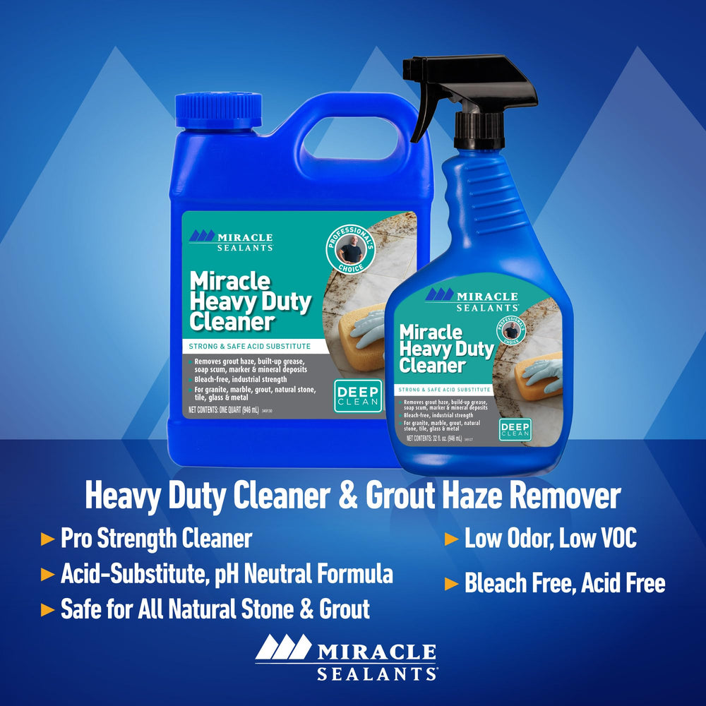 Miracle Sealants cleaner on porcelain tile surface brightening without harsh acids.
