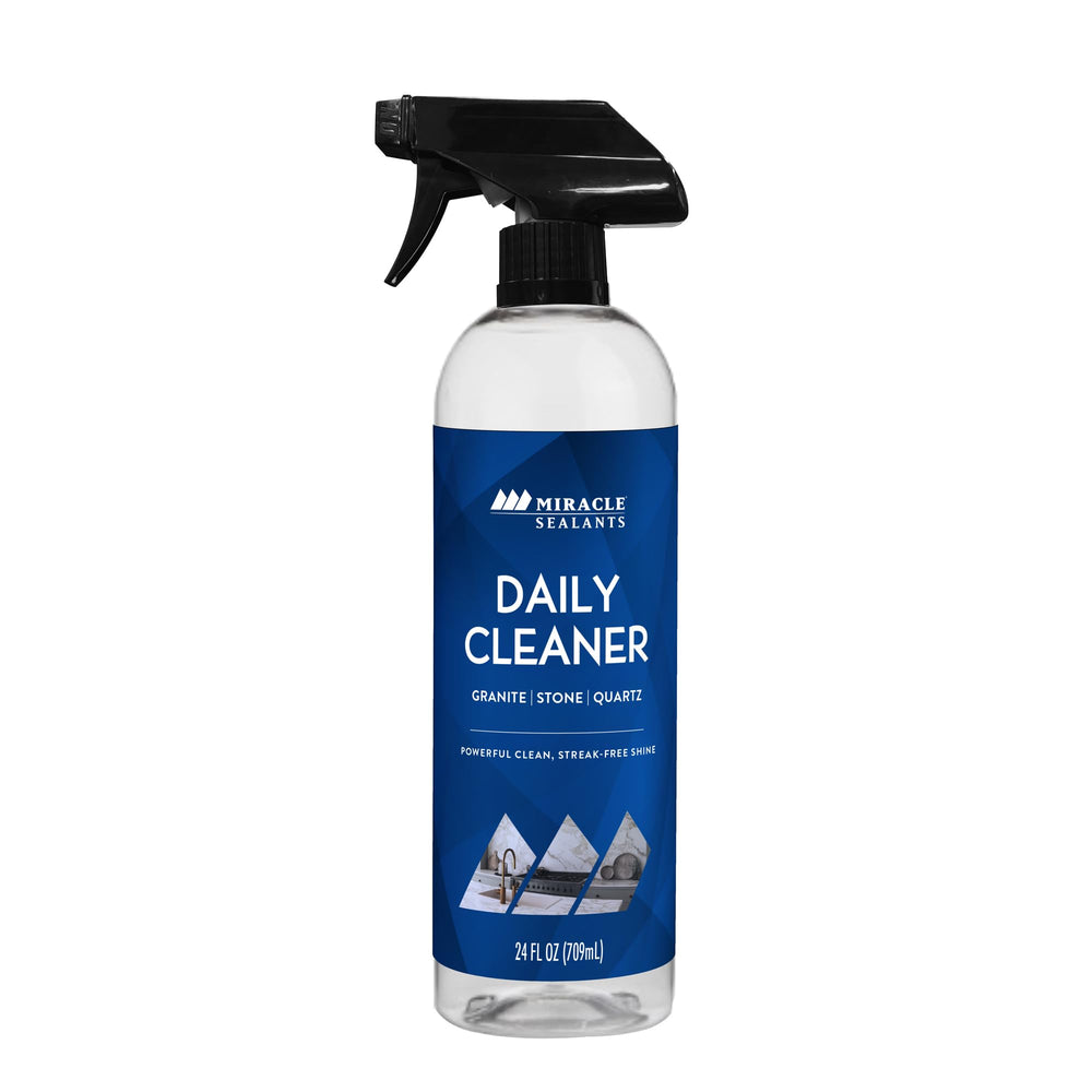 Miracle Sealants Daily Cleaner on granite countertops spray delivers a streak-free shine.