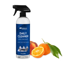 Miracle Sealants Daily Cleaner for quartz countertops spray removes grease and fingerprints.