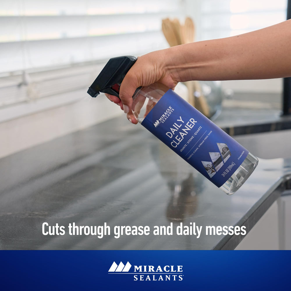 Miracle Sealants Daily Cleaner offers streak-free shine on stone surfaces.