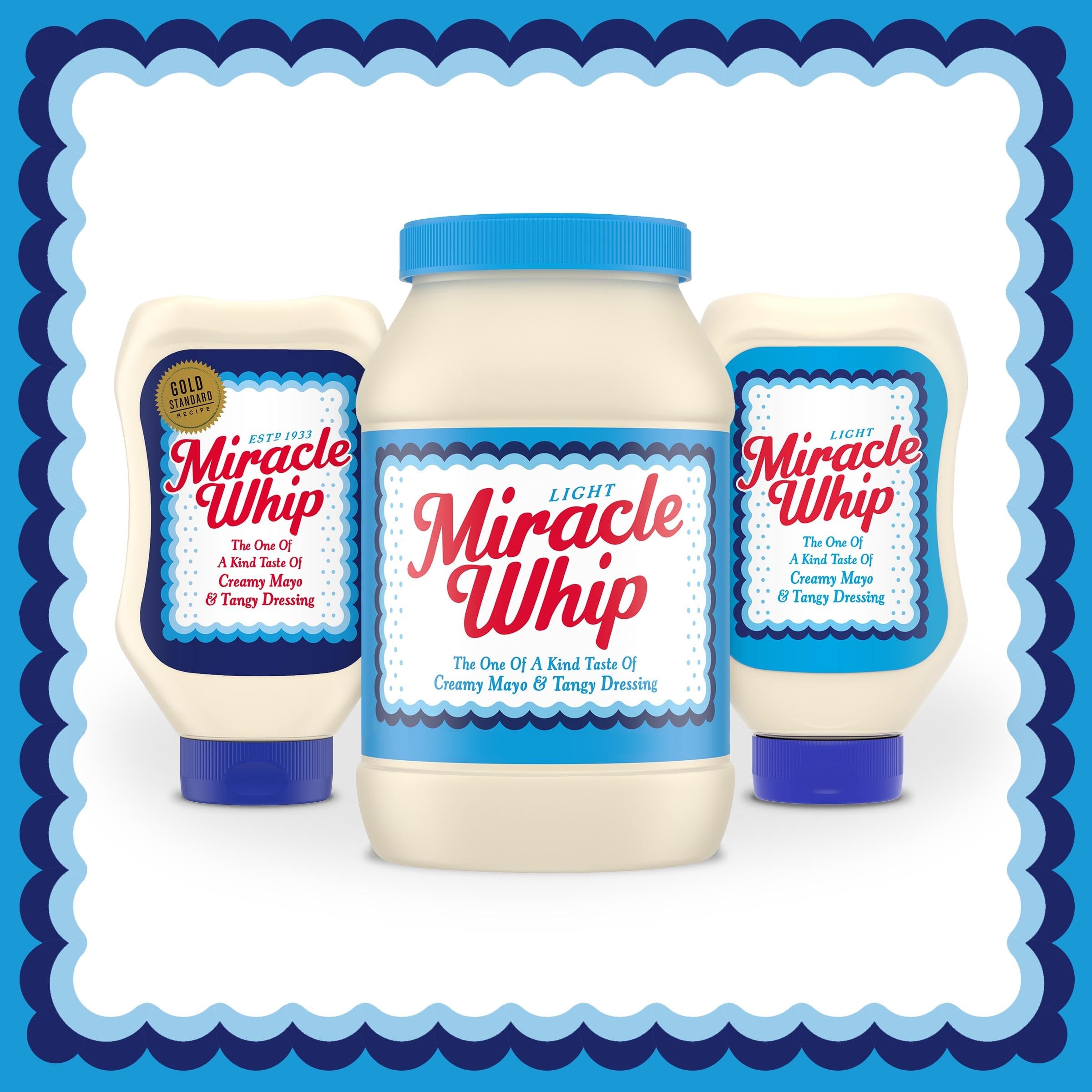 Miracle Whip Light dressing in resealable jar keeps freshness intact.