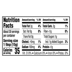 Miracle Whip Original Dressing jar back label with ingredients and kosher certification