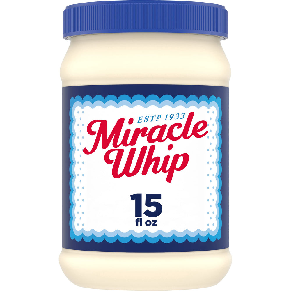 Miracle Whip Original Dressing jar front showing tangy mayo-like profile for sandwiches