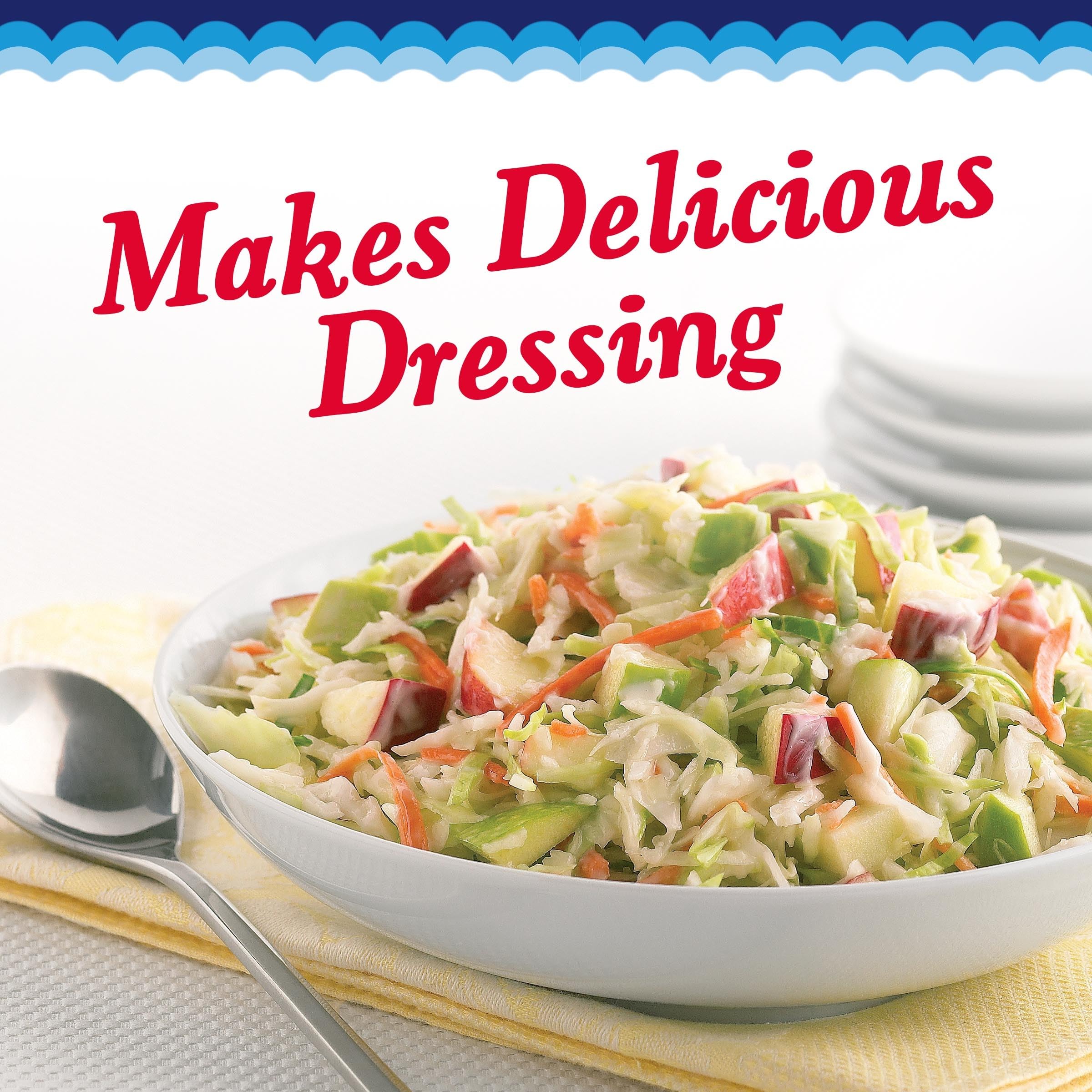 Miracle Whip dressed salad bowl with vibrant greens and veggies