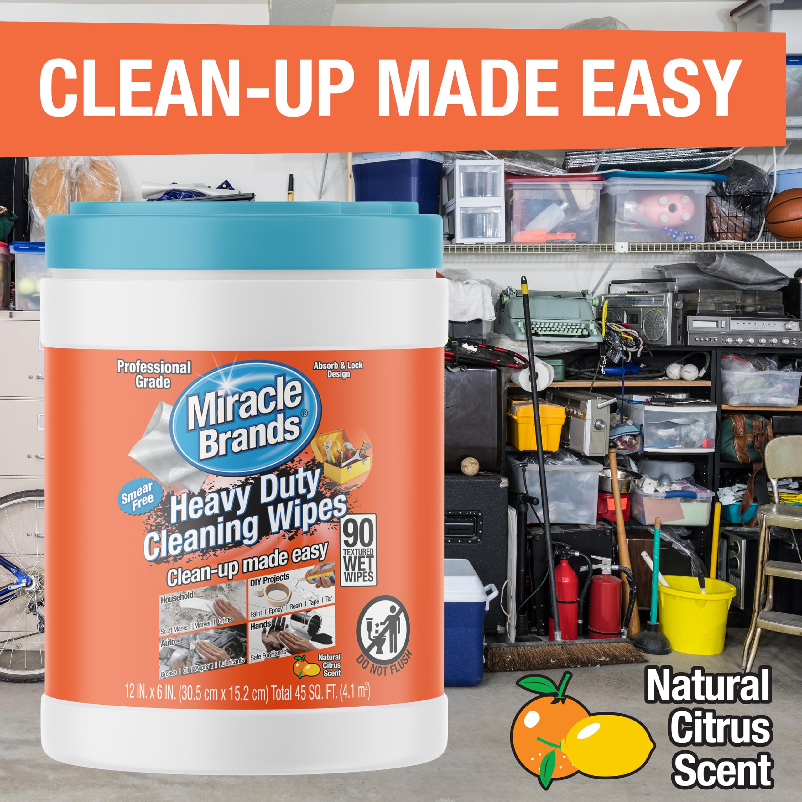 MiracleWipes Heavy Duty Cleaning metal tools highlights grime removal