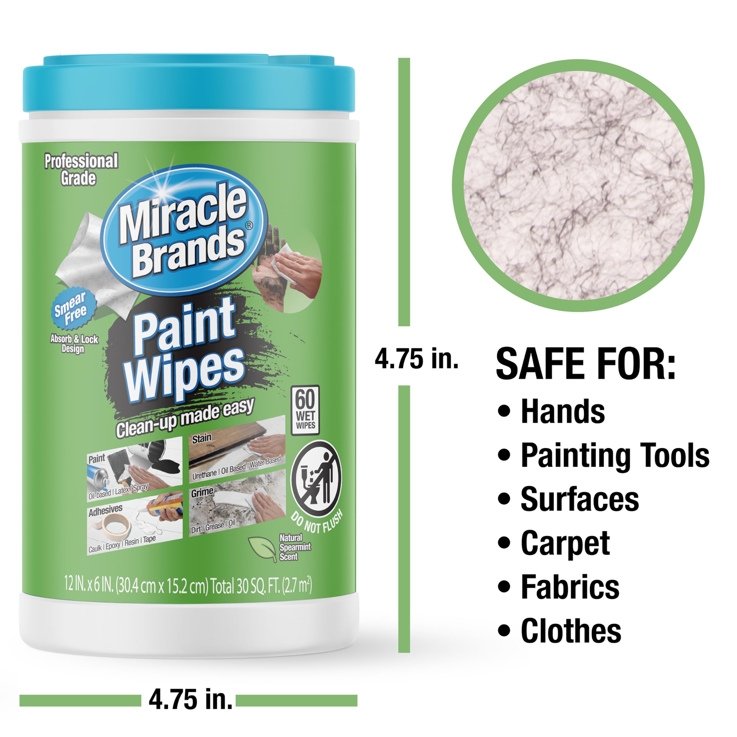 MiracleWipes heavy-duty cleanup works with a splash of water for tough jobs.
