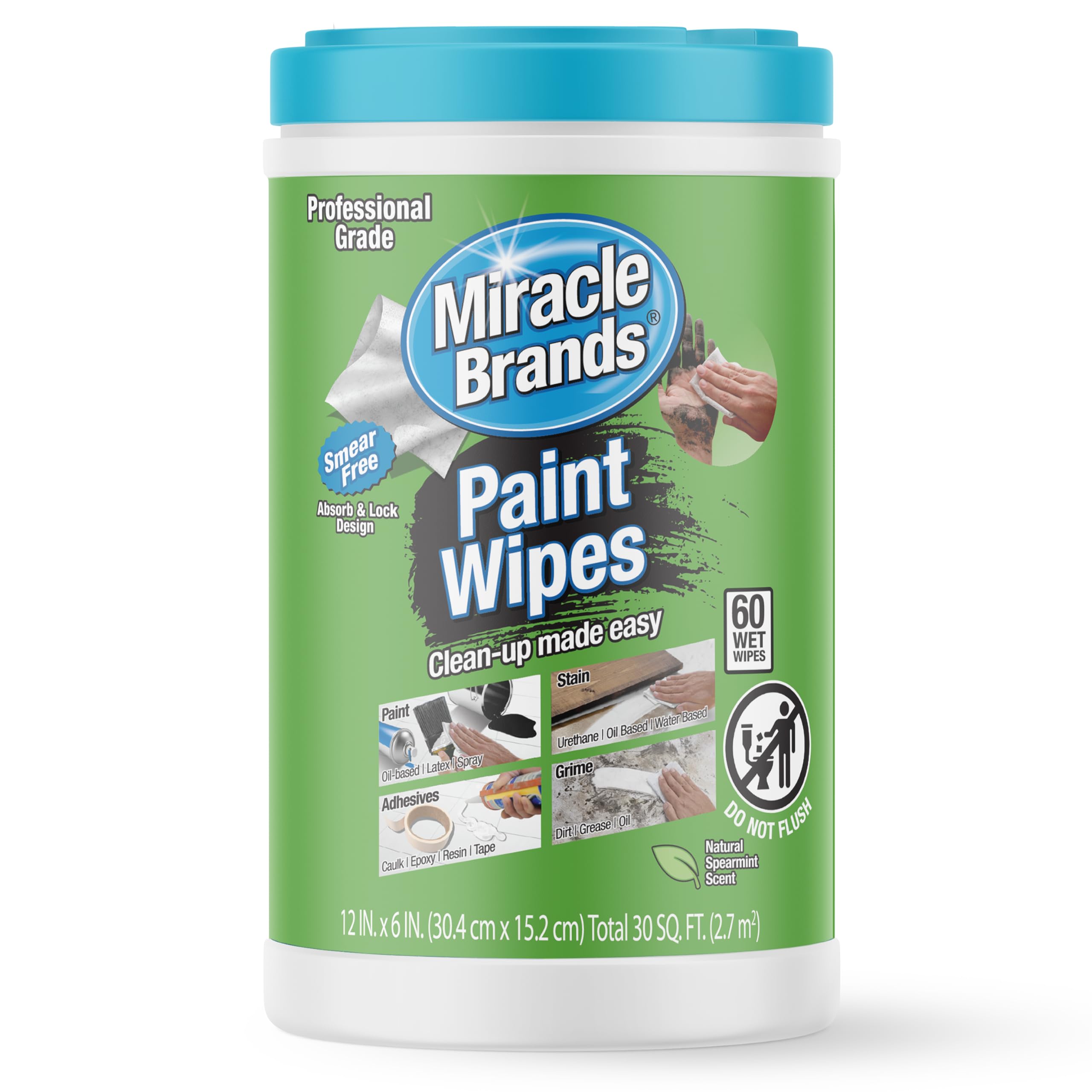 MiracleWipes paint prep bottle cleans wet paint and caulk effectively.