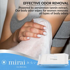 Mirai Deodorizing Wipes behind ears clean and revive skin after workouts