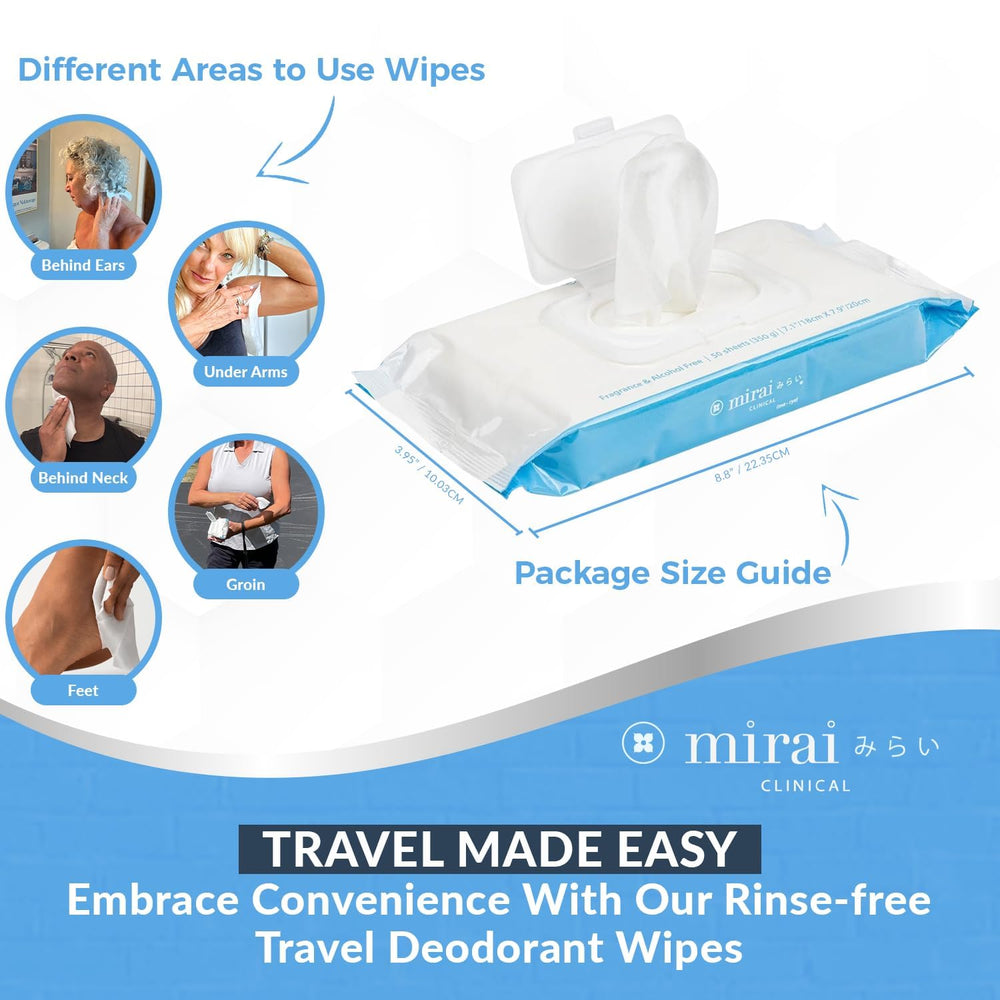 Mirai Deodorizing Wipes travel-sized no-rinse convenience for on-the-go freshness