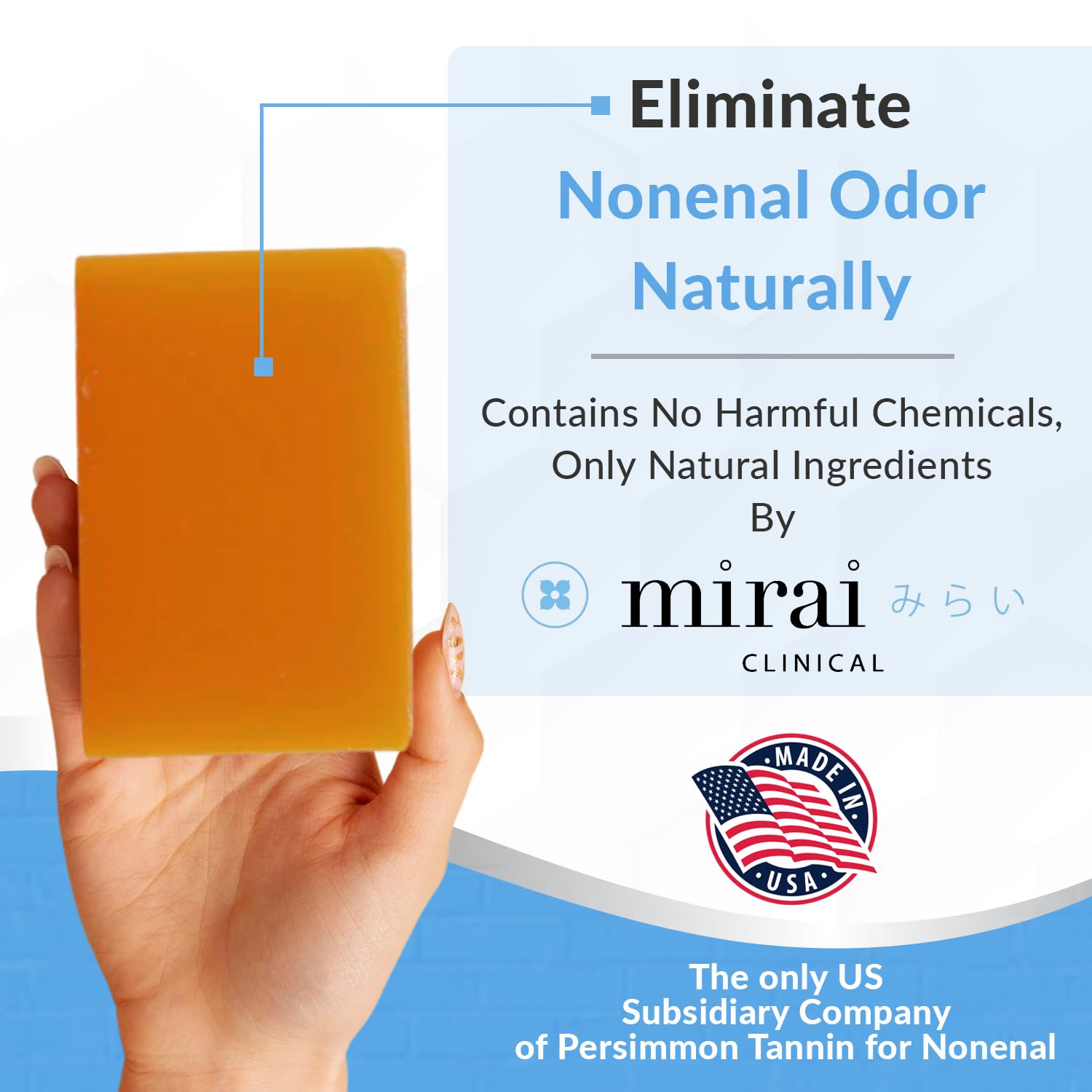 Mirai Persimmon Soap Bar lather demonstrates creamy foam for cleansing.