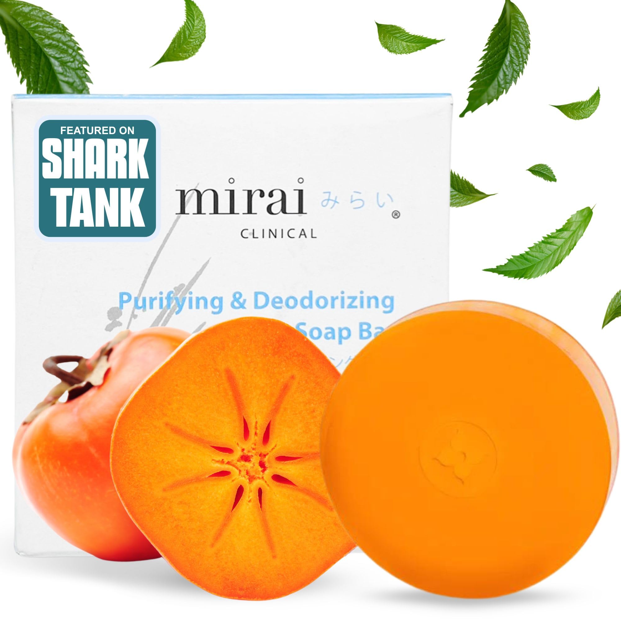 Mirai Persimmon Soap label highlights natural ingredients for odor control.