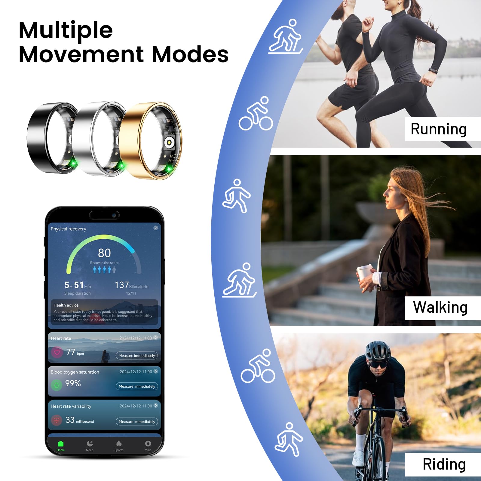 Mirlray Smart Ring provides sleep tracking insights for nightly rest.
