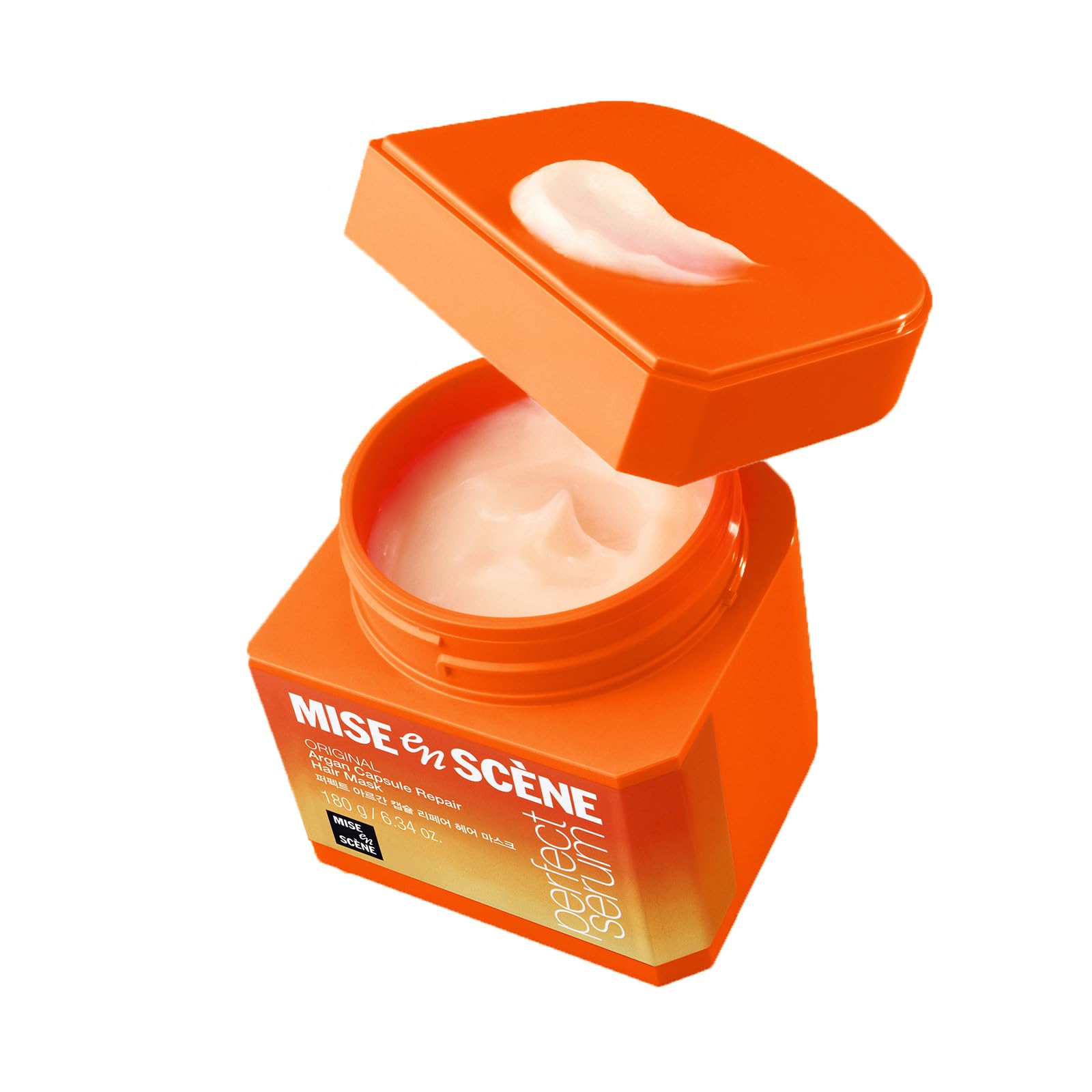 Mise En Scene Argan Oil Repair Hair Mask capsules close-up for targeted strand repair