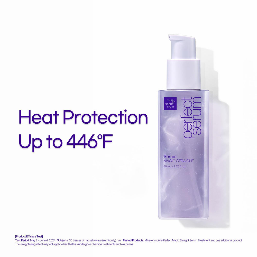 Mise En Scene Perfect Serum Magic Straight heat protection up to 446°F.