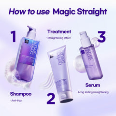 Mise En Scene Perfect Serum Magic Straight lightweight texture absorbs quickly without weighing hair.