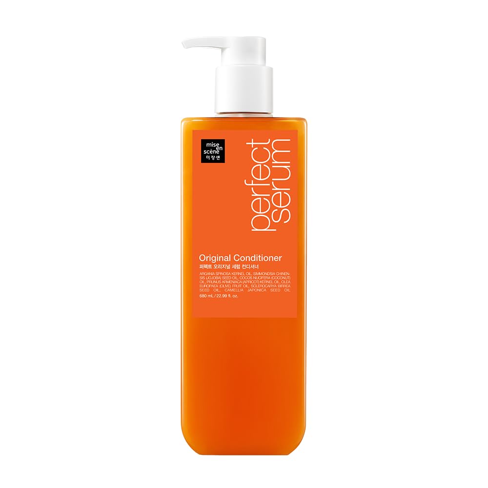Mise En Scene Perfect Serum Original Conditioner bottle for nourished, glossy hair.