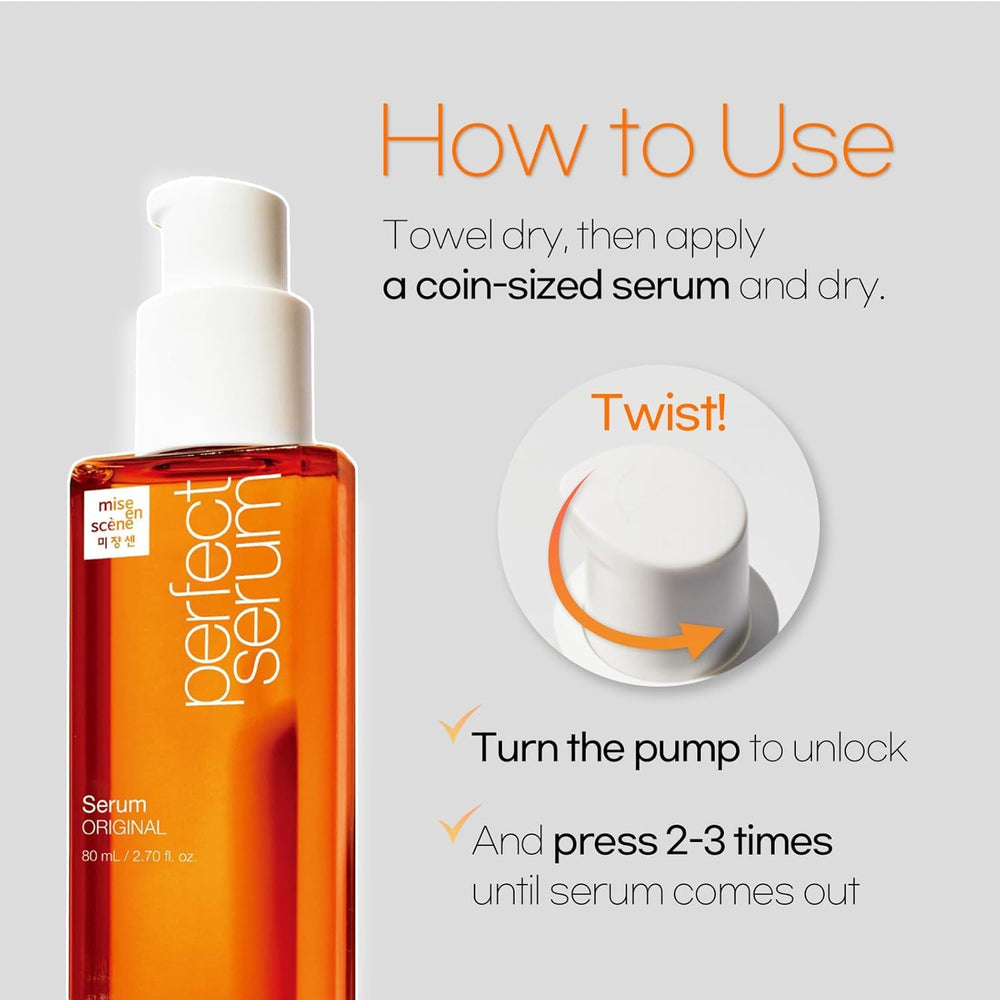 Mise En Scene Perfect Serum Original fruity floral scent enhances routine experience.