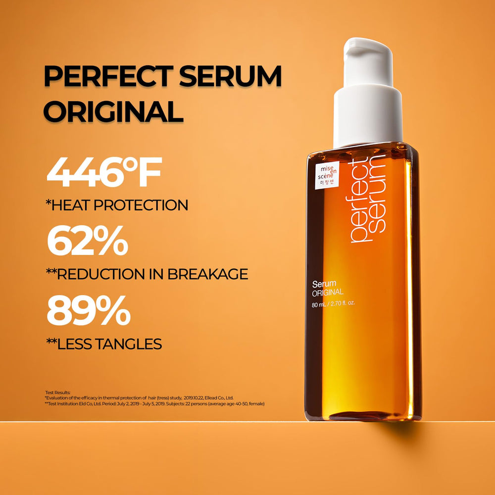 Mise En Scene Perfect Serum Original heat protection up to 446F in styling