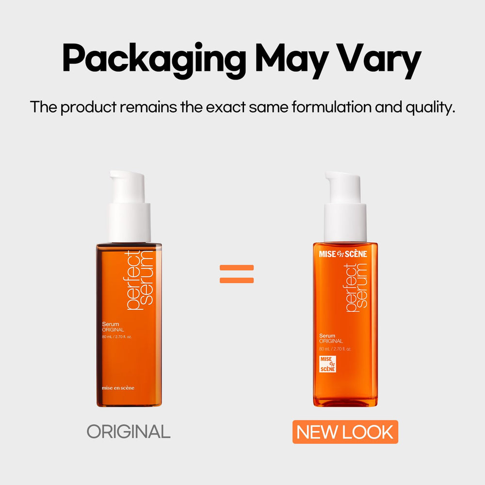 Mise En Scene Perfect Serum Original ingredients blend featuring argan and nourishing oils.