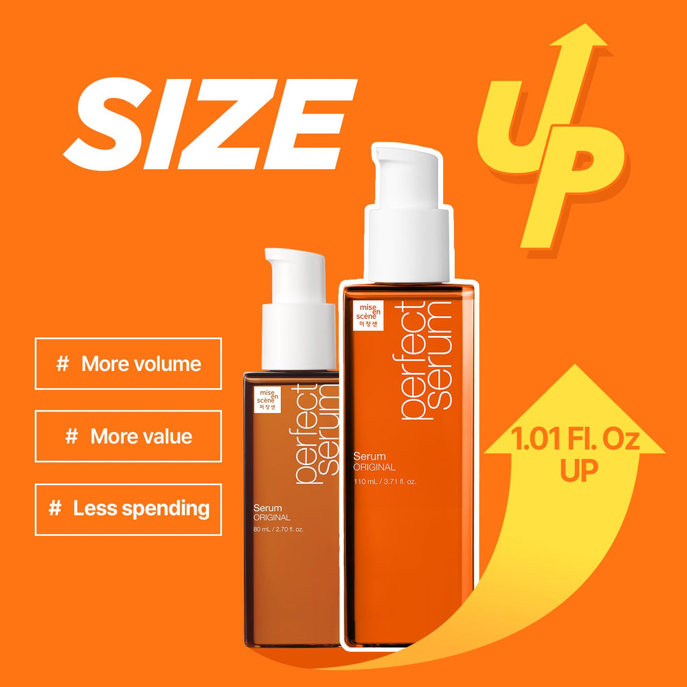 Mise En Scene Perfect Serum Original beside shampoo and conditioner in routine
