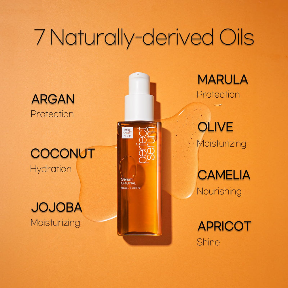 Mise En Scene Perfect Serum Original shiny-hair texture achieved after application.