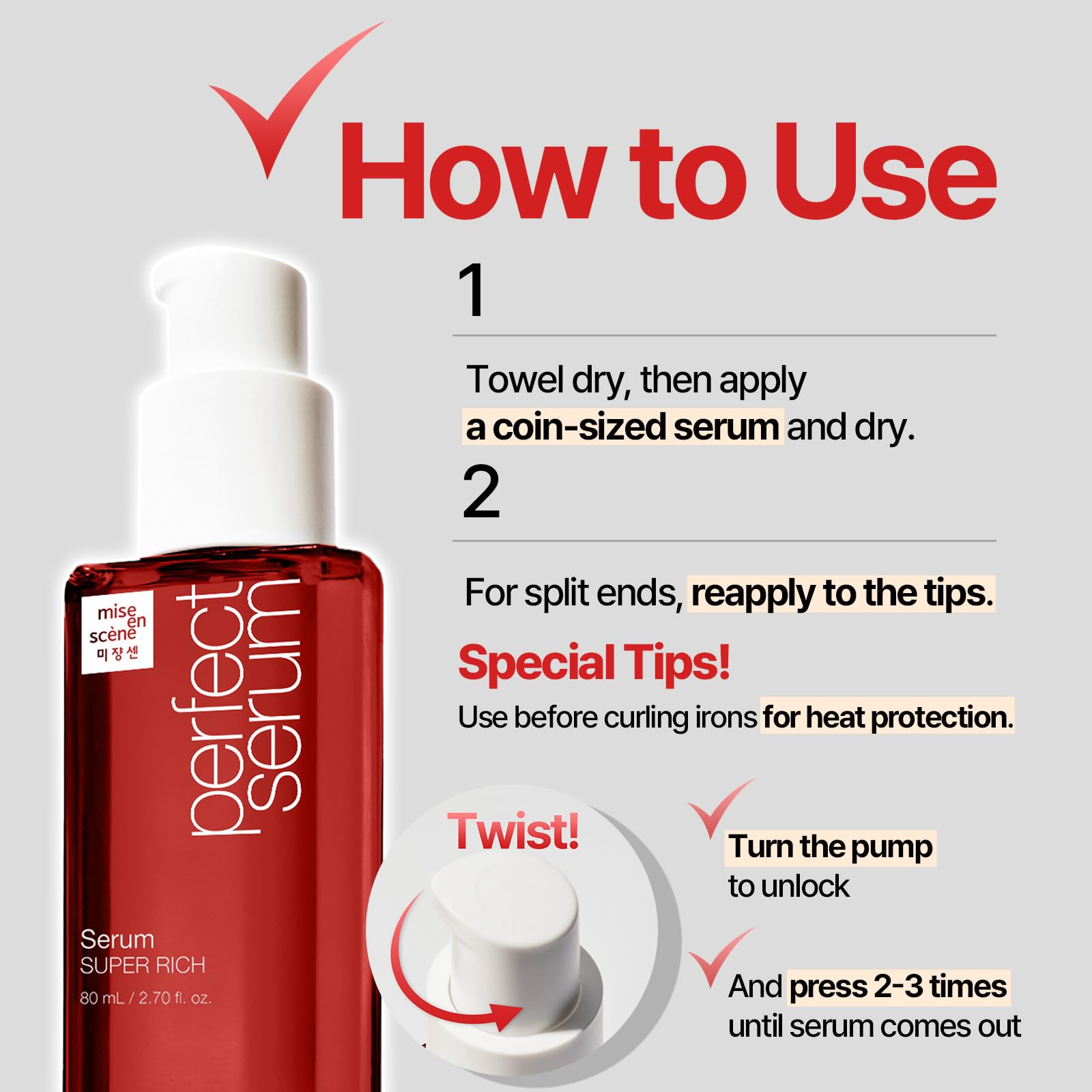 Mise En Scene rich texture close-up showing luxurious formula coats hair evenly.