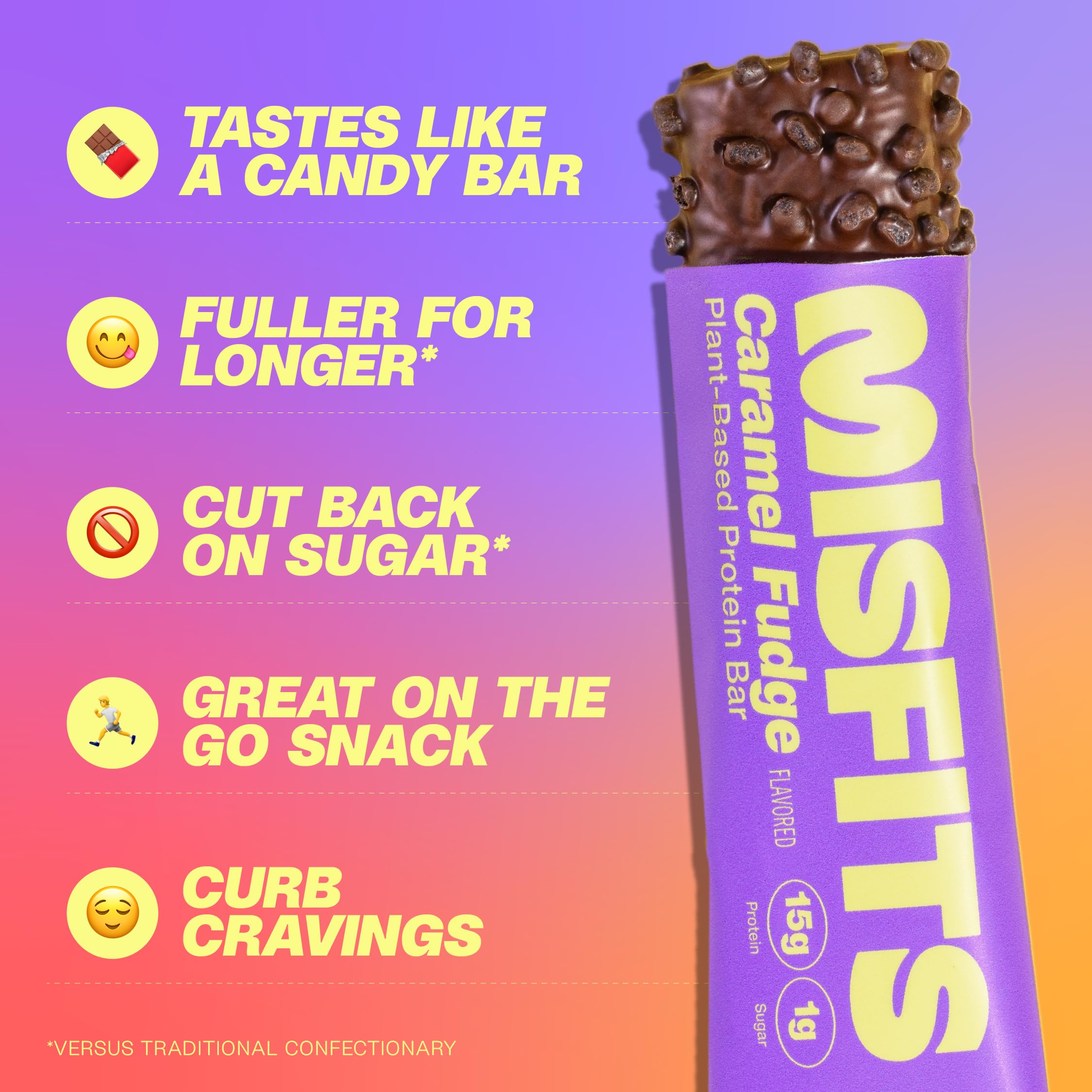 Misfits bar label shows non-GMO and gluten-free ingredients for clean snacking