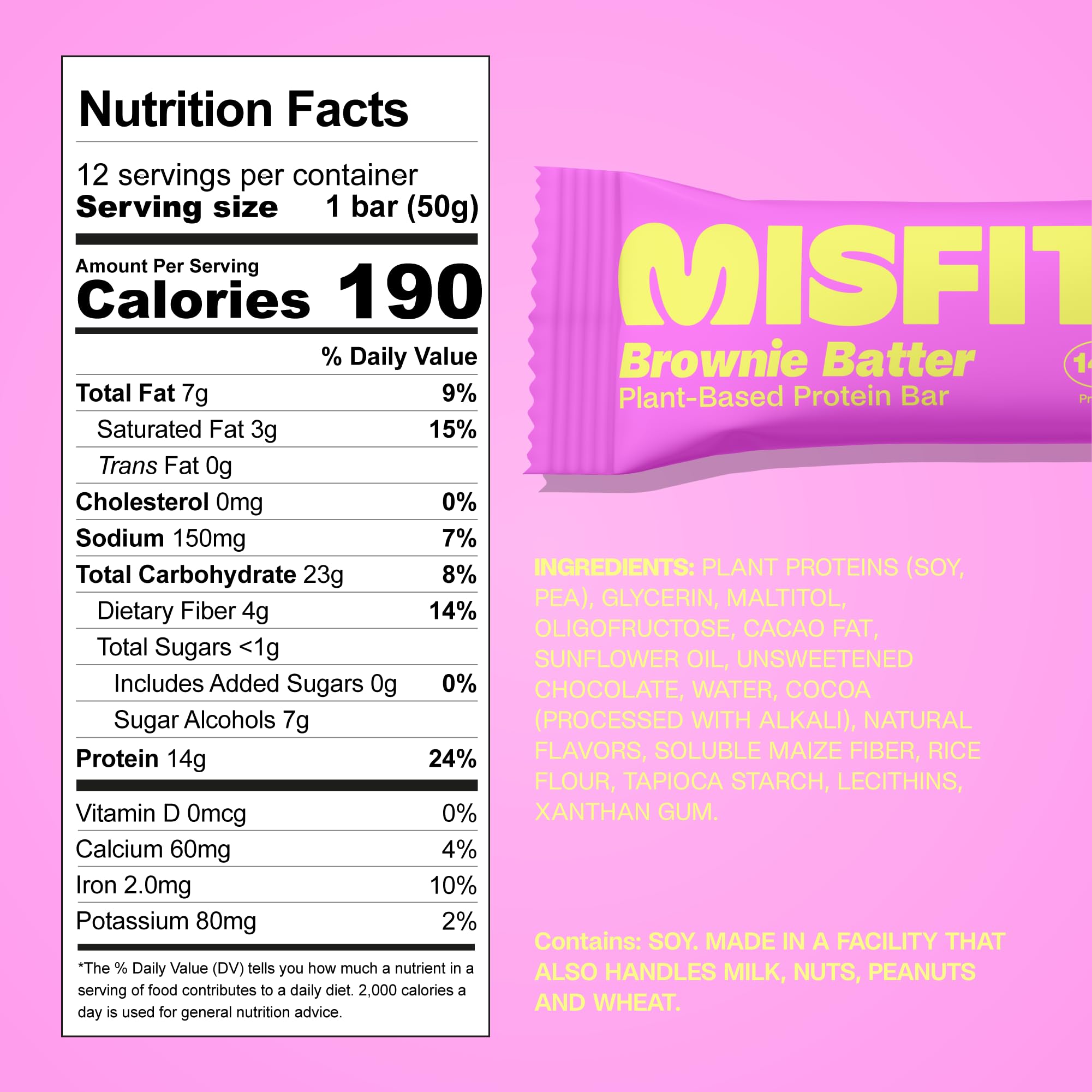 Misfits bar showing caramel layer for chewy texture and energy