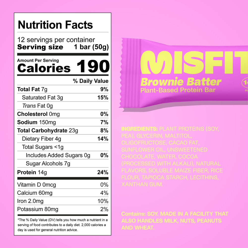 Misfits bar showing caramel layer for chewy texture and energy