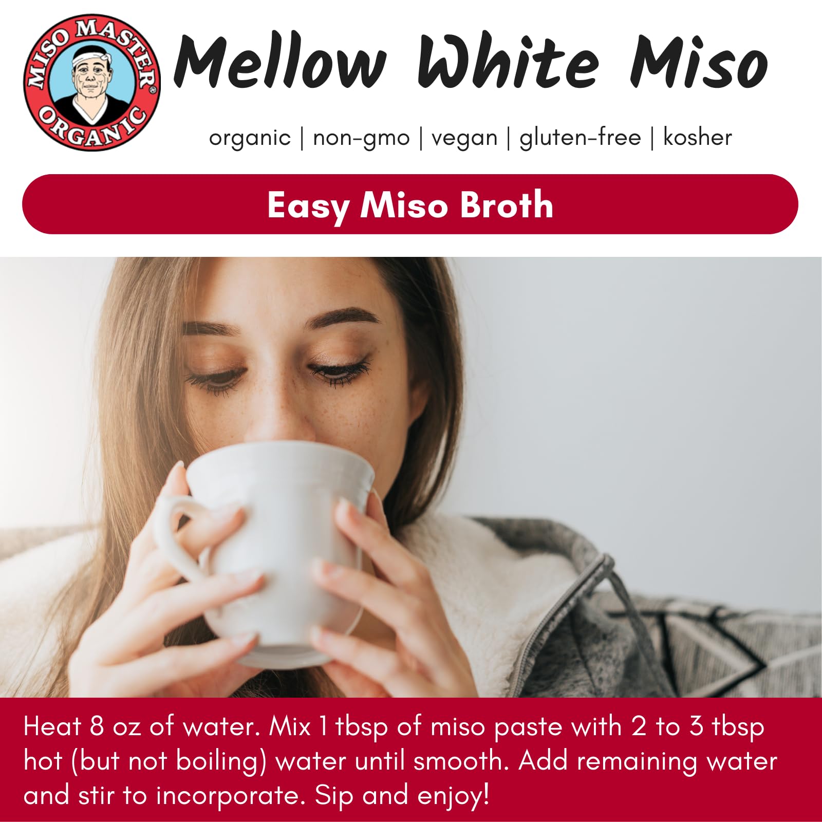 Refrigeration storage depiction for Miso Master Mellow White miso paste.