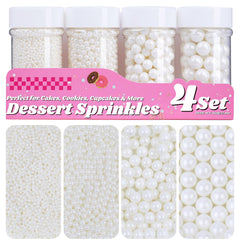 Miss Doozy White Pearl Sprinkles 2mm jar adds delicate elegance to cakes and cupcakes