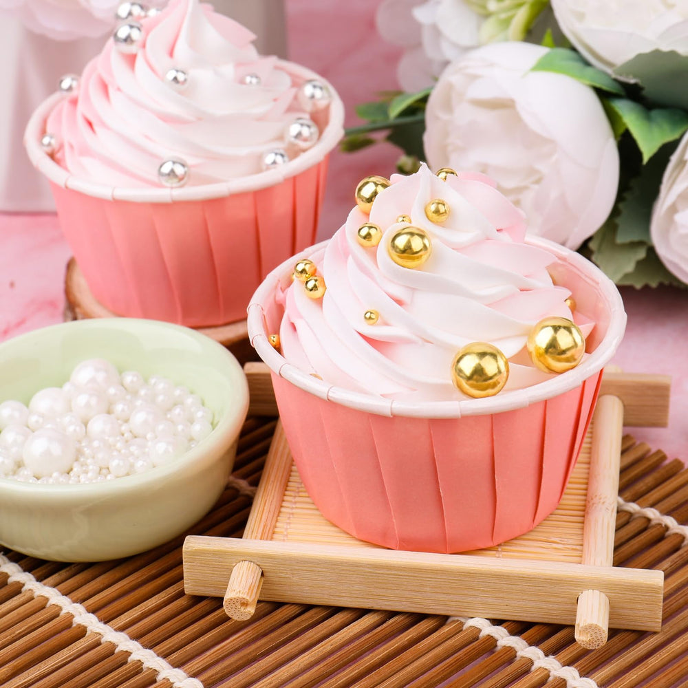 Miss Doozy White Pearl Sprinkles on cupcakes with refined shine for celebrations