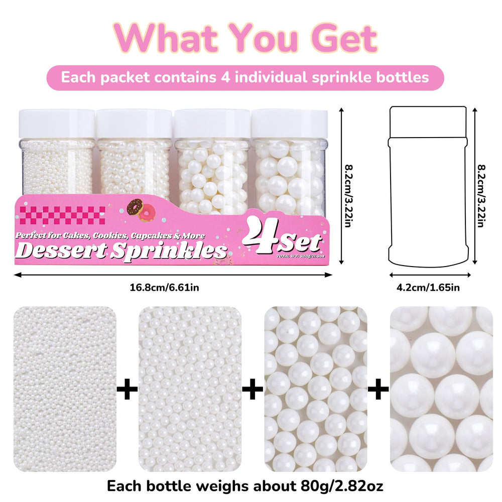 Miss Doozy White Pearl Sprinkles for wedding desserts adds sophistication