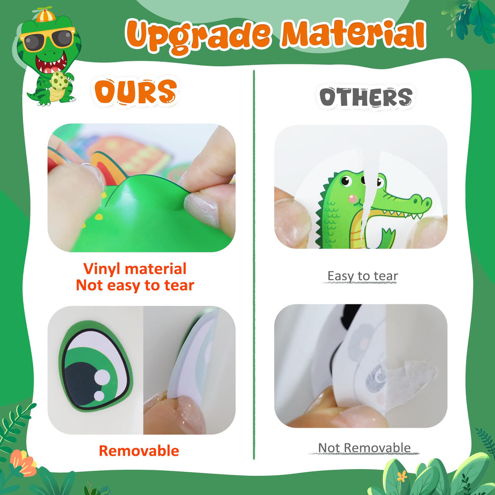 Miss Fantasy dinosaurs stickers durable PVC for creative play and DIY projects.