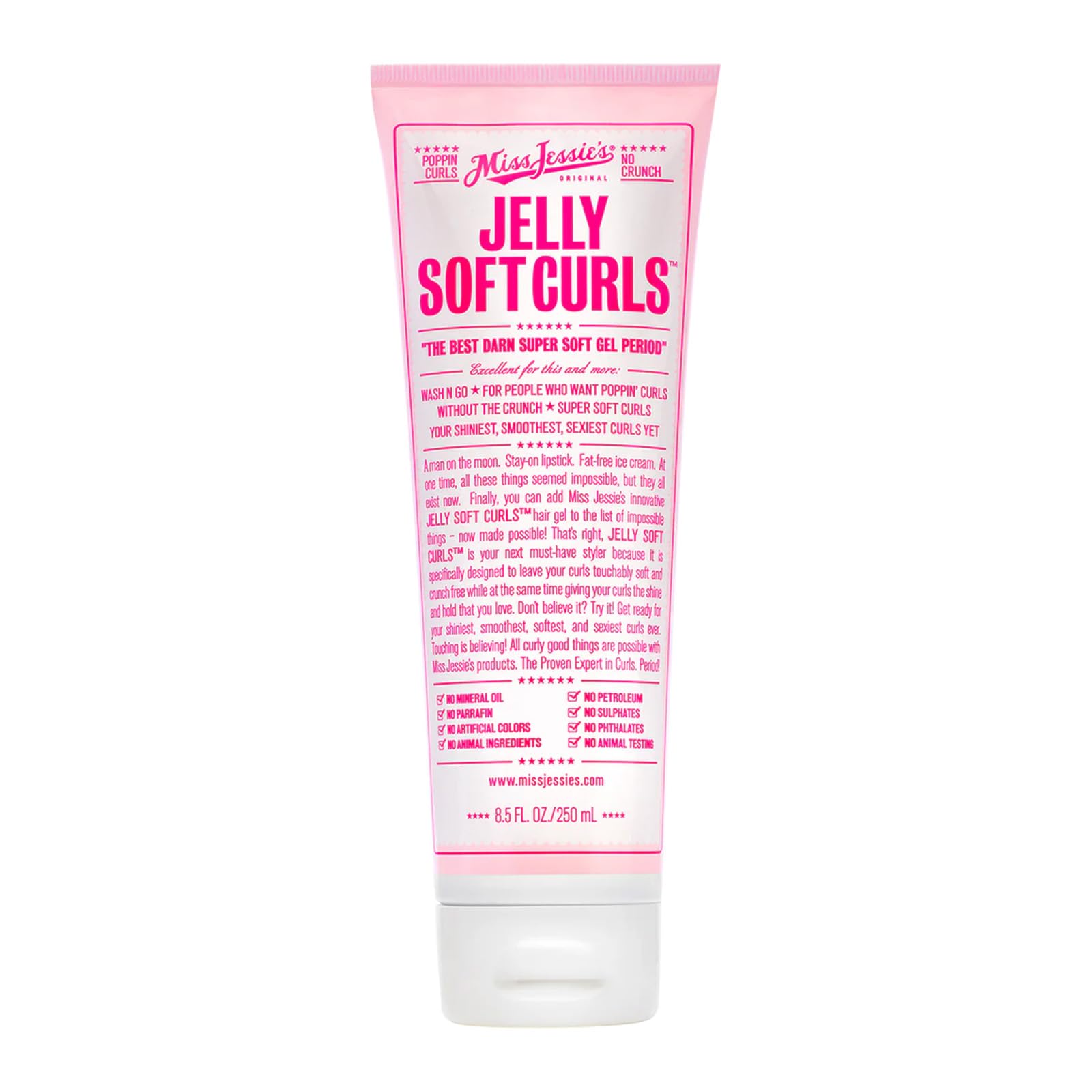 Miss Jessie's Jelly Soft Curls bottle pour showing a smooth, flexible hold