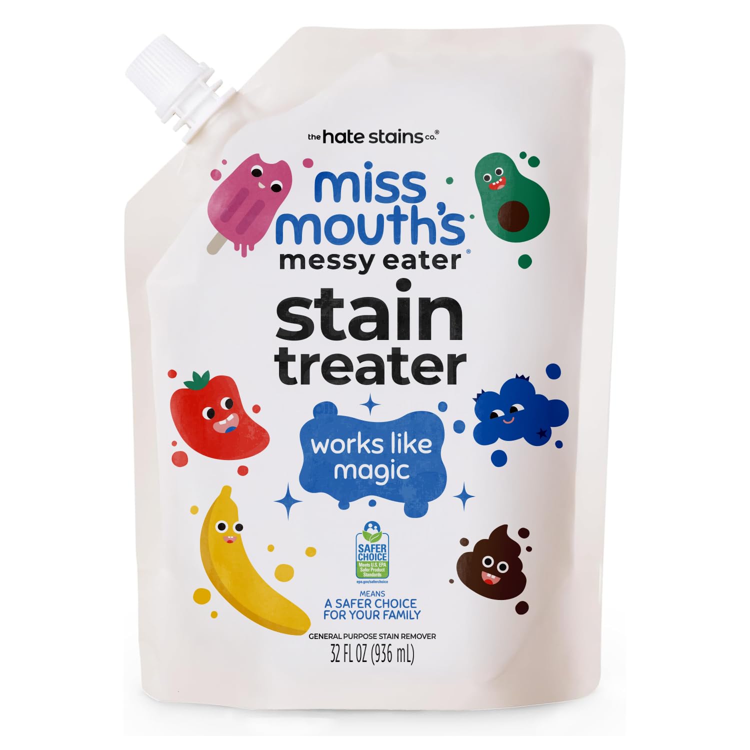 Miss Mouth's Messy Eater Stain Treater 32oz refill ready for quick fabric stain removal.