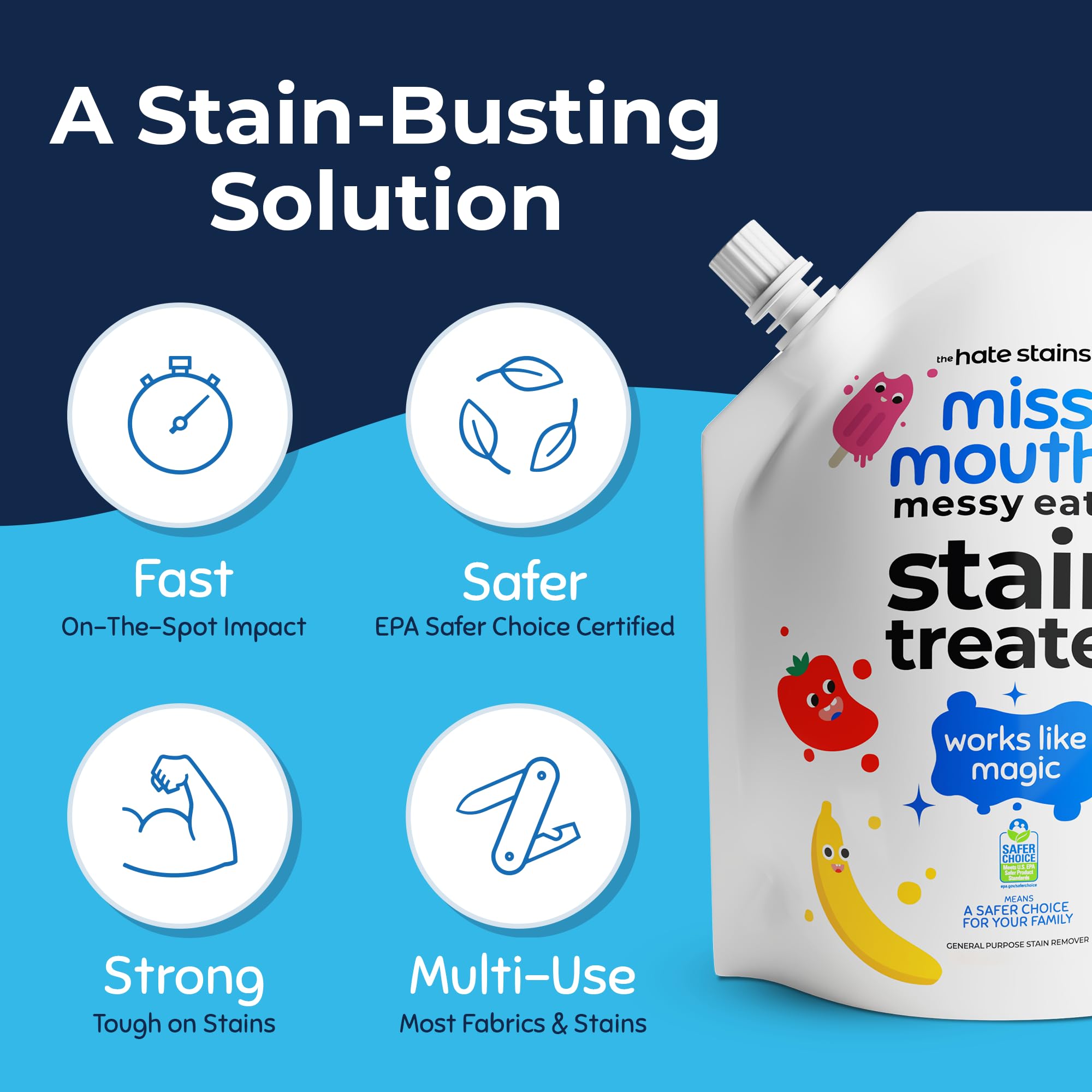 Miss Mouth's Messy Eater Stain Treater tackles carpet spills.