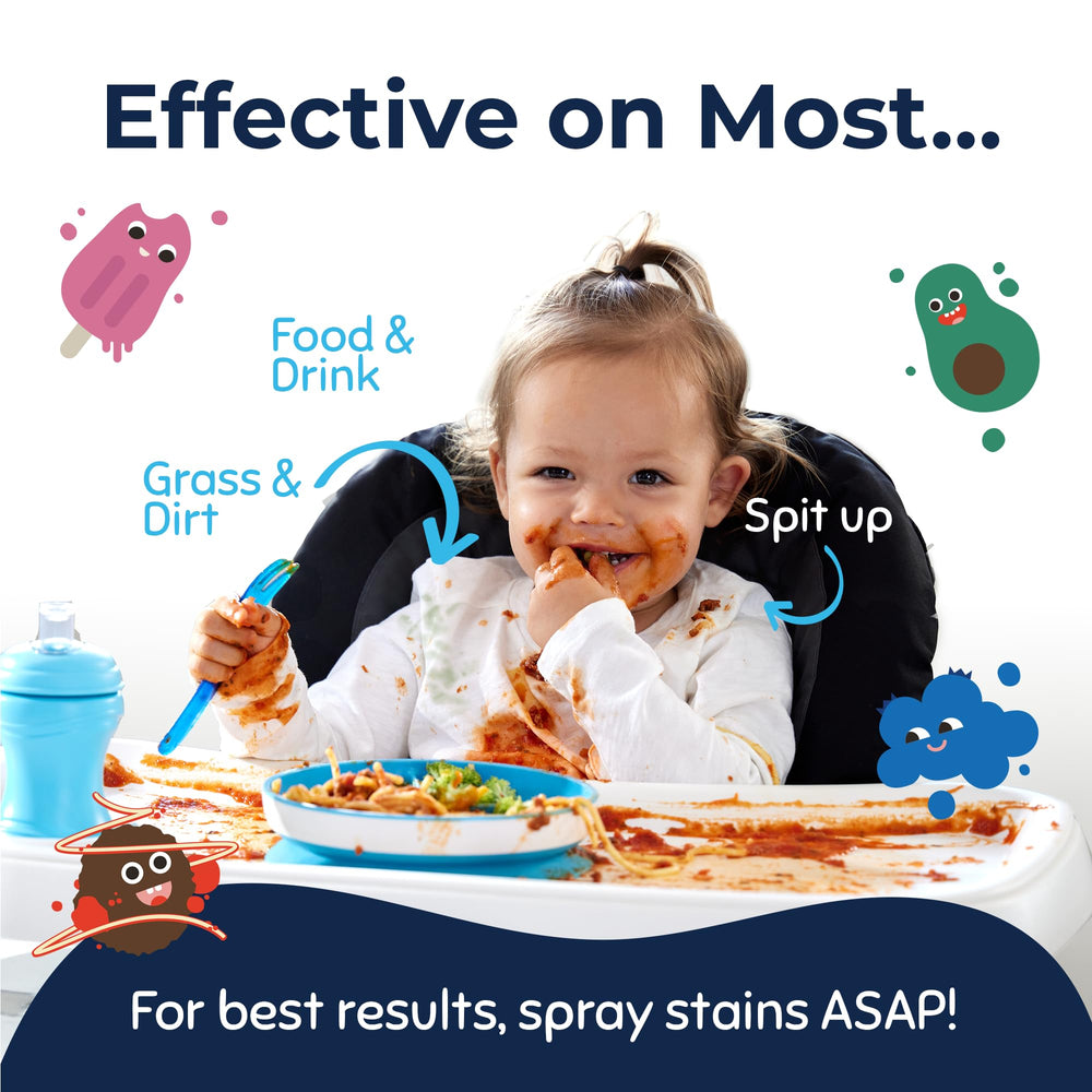 Miss Mouth's Messy Eater Stain Treater used on couch fabric after snack spill.