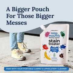Miss Mouth's Messy Eater Stain Treater spray applied to a garment.