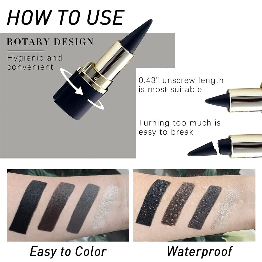 MISS ROSE M gel eyeliner on eyelid demonstrates bold black color.