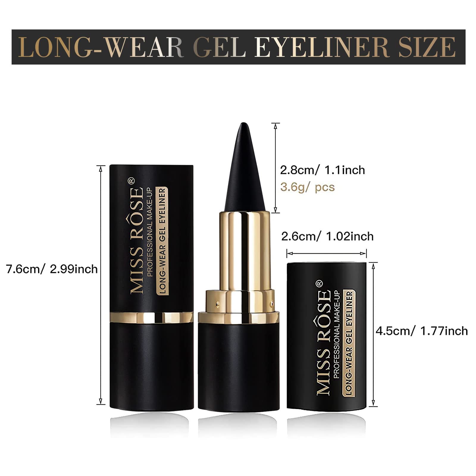 MISS ROSE M gel eyeliner versatile matte black shade for various looks.