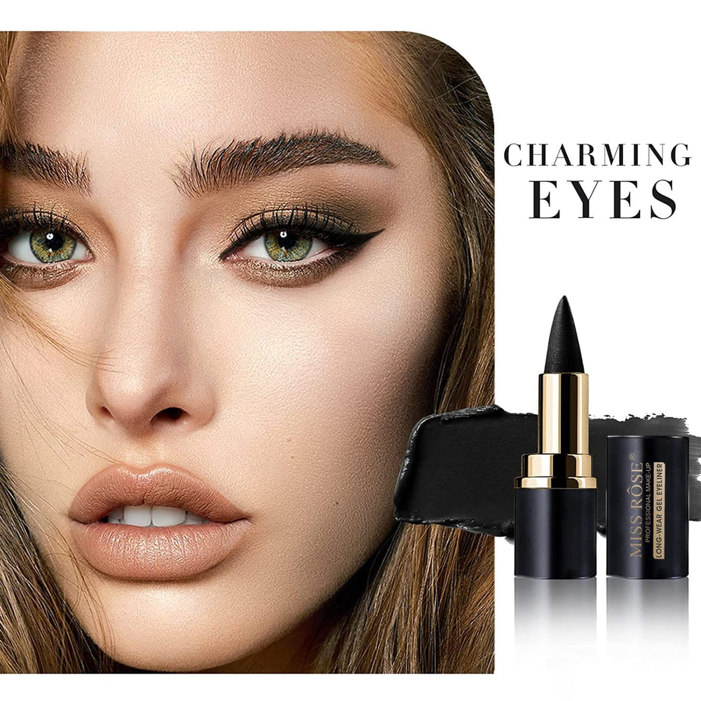 MISS ROSE M gel eyeliner delivers waterproof look and sweat-proof staying power.
